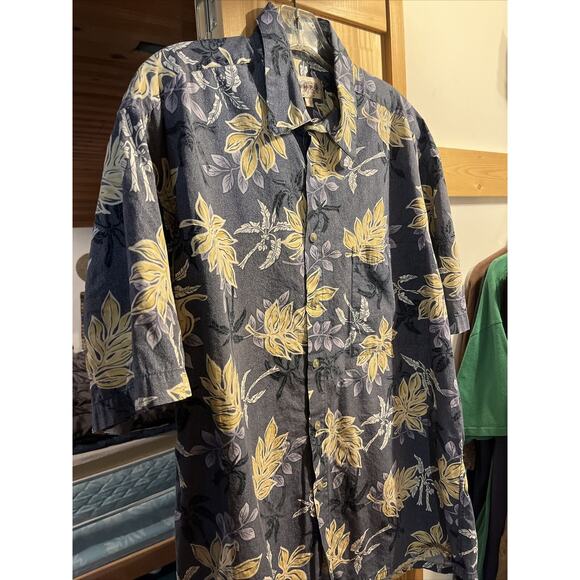 Campia Moda Men’s L Blue Floral Short Sleeve Button Down Cotton Hawaiian Shirt - Picture 6 of 12